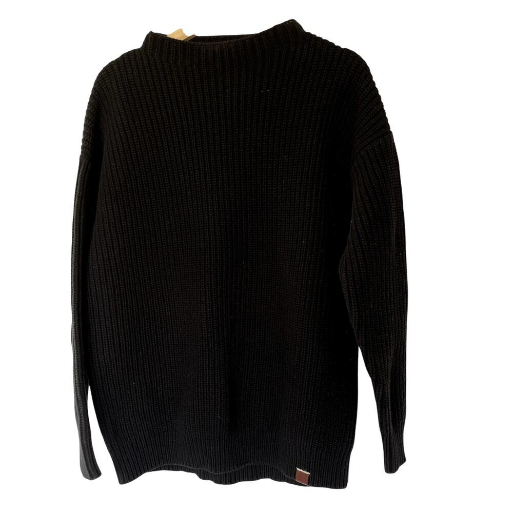 Love your Melon faux turtleneck black ribbed knit sweater women's size small
